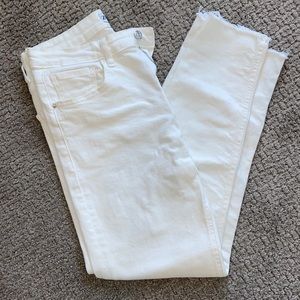 Zara White Frayed Jeans